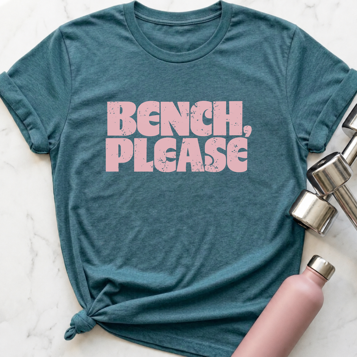Bench, Please T-Shirt — Heather Deep Teal