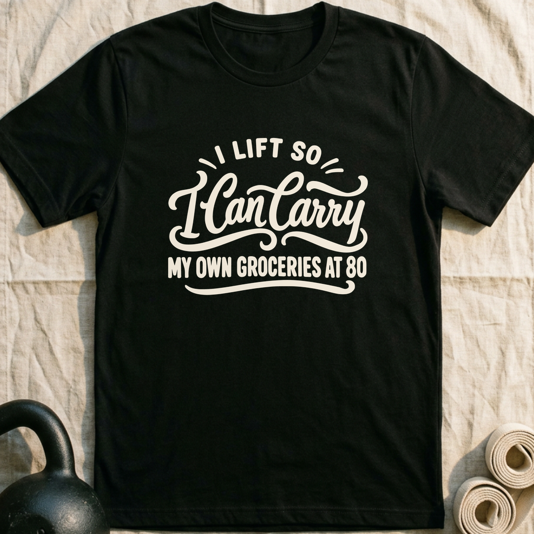Groceries At 80 T-Shirt — Black