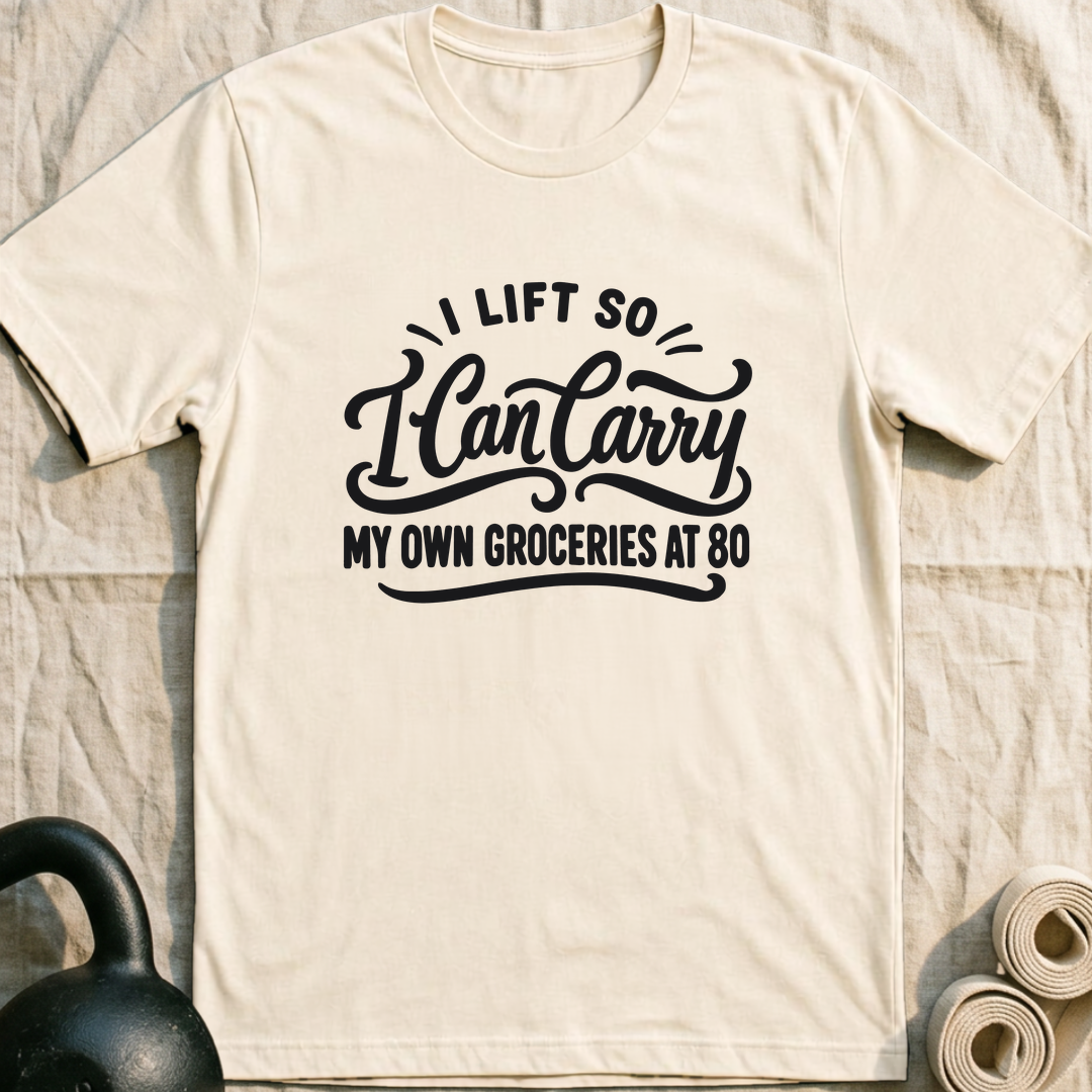 Groceries At 80 T-Shirt — Natural