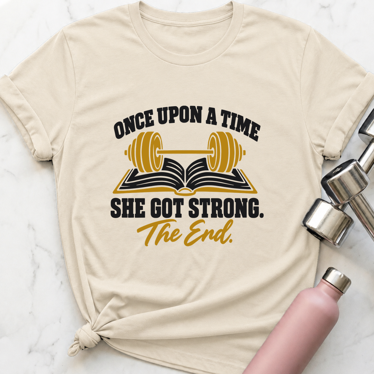 Once Upon A Time She Got Strong Storybook T-Shirt — Natural