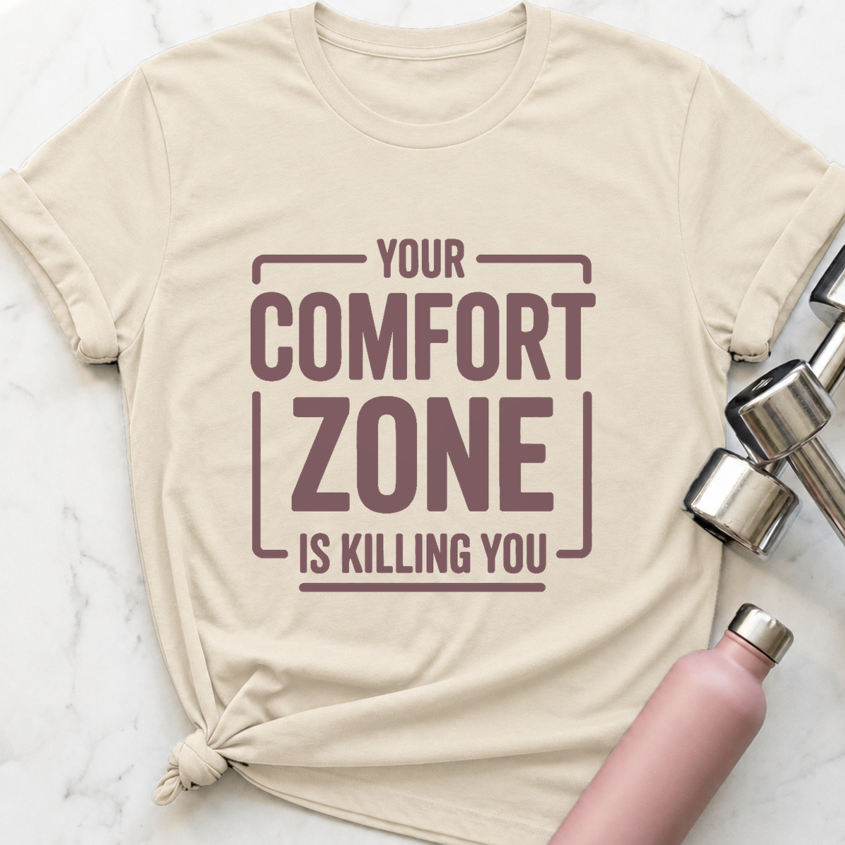 Comfort Zone Warning T-Shirt — Natural