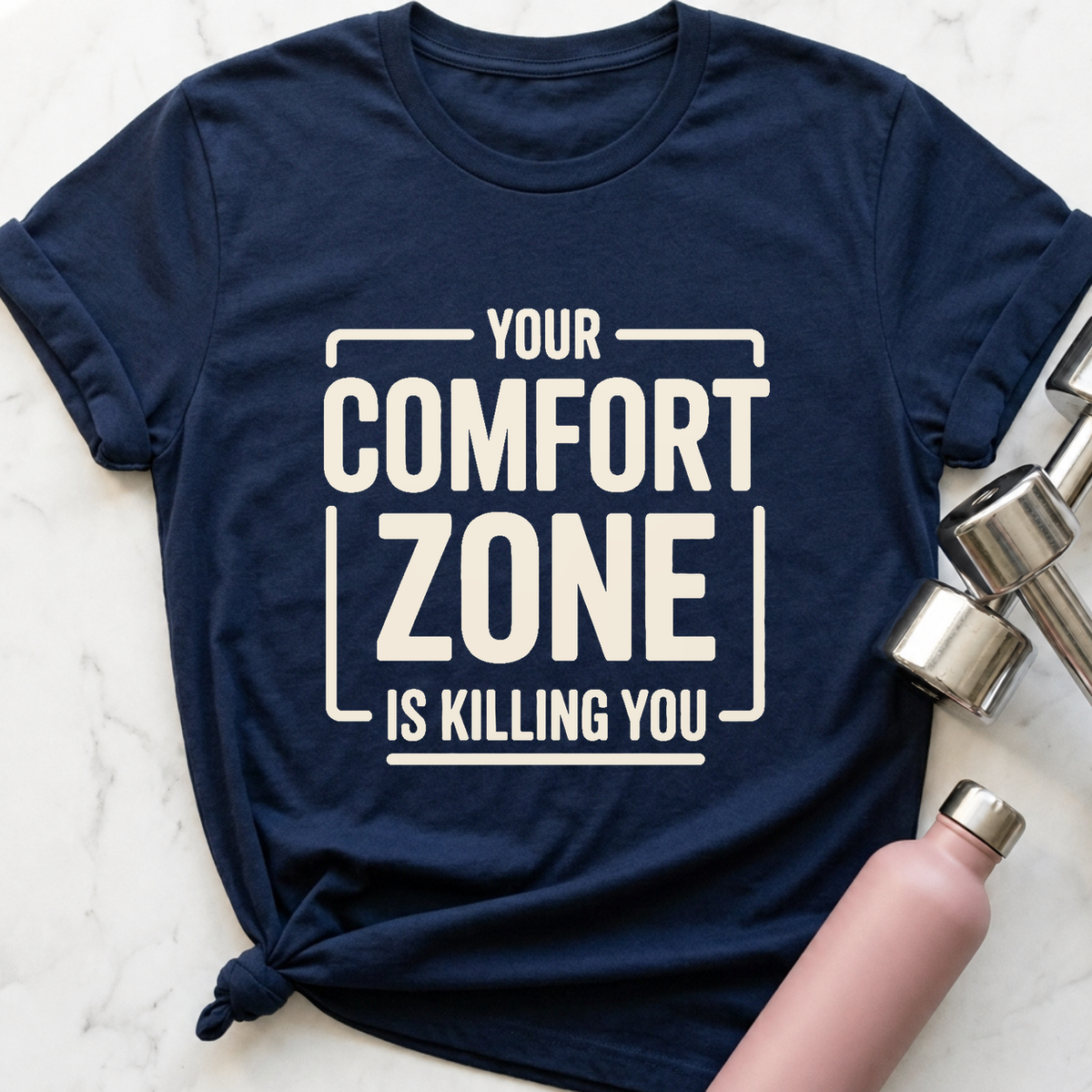 Comfort Zone Warning T-Shirt — Navy