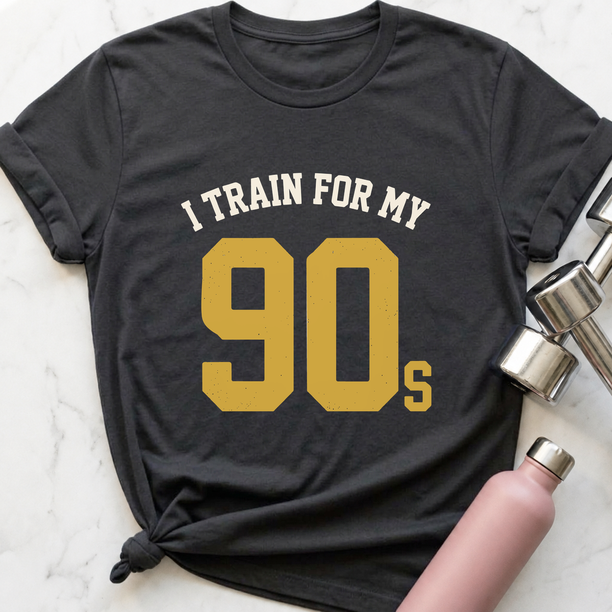 I Train For My 90s Varsity T-Shirt — Dark Grey Heather