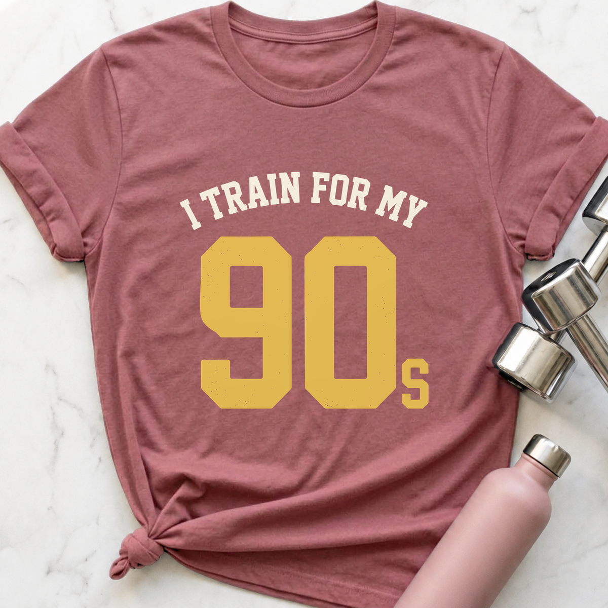 I Train For My 90s Varsity T-Shirt — Mauve