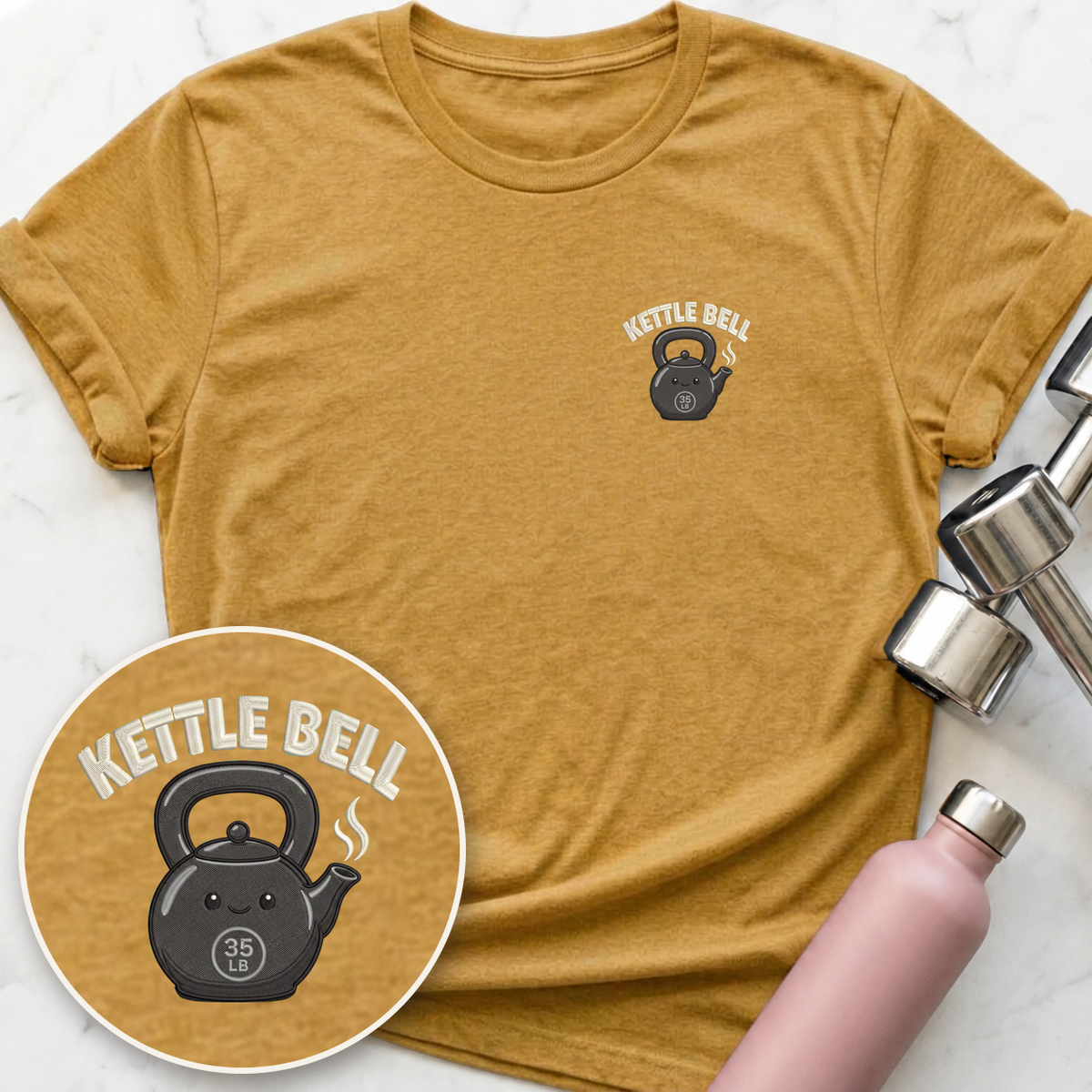 Kettle Bell T-Shirt — Heather Mustard