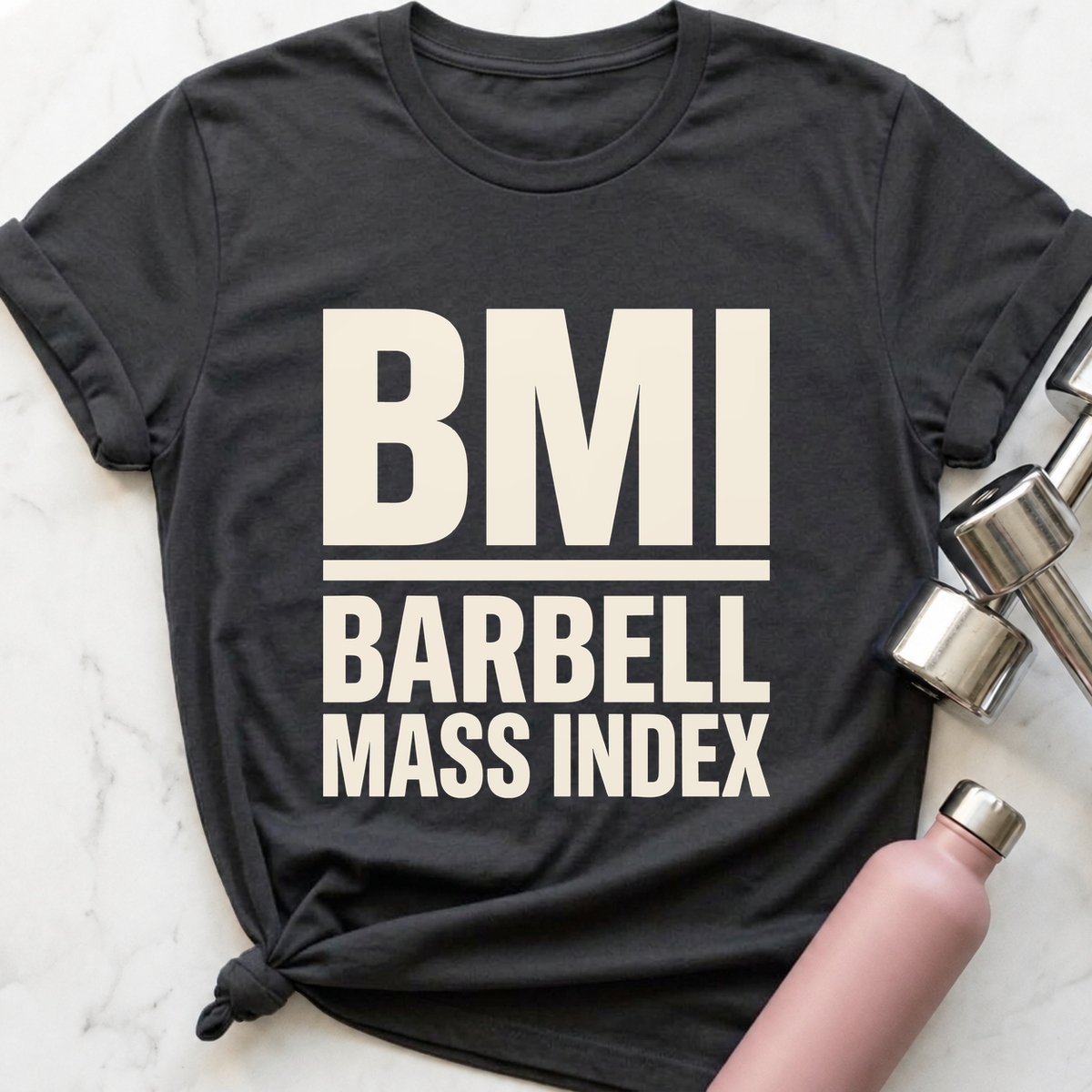BMI Barbell Mass Index T-Shirt — Dark Grey Heather