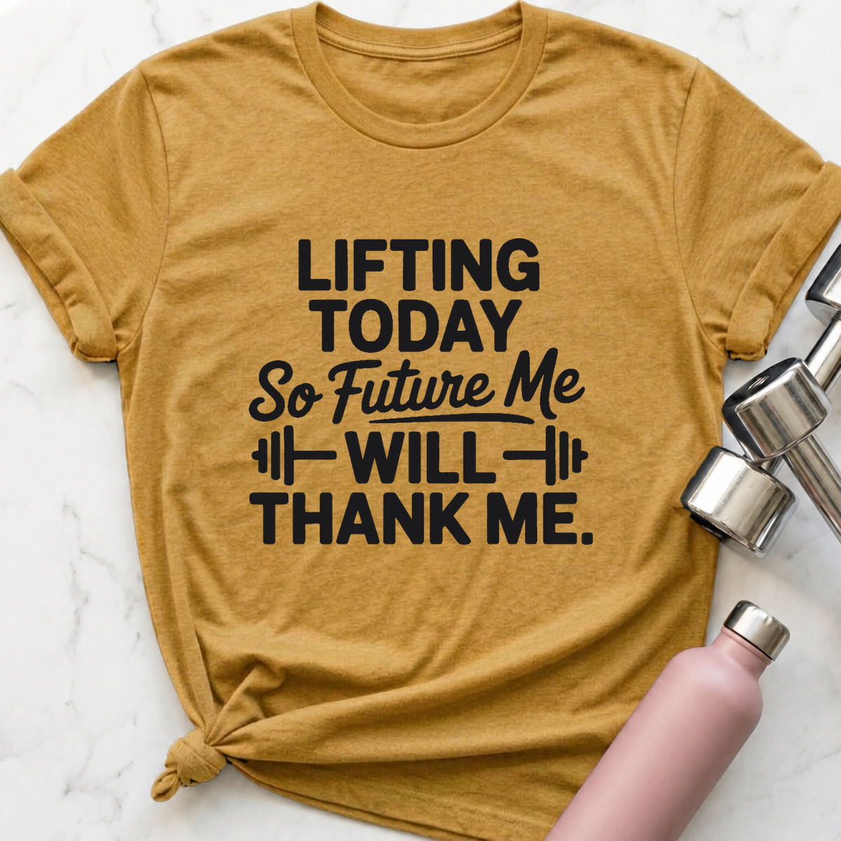 Future Me Will Thank Me T-Shirt — Heather Mustard