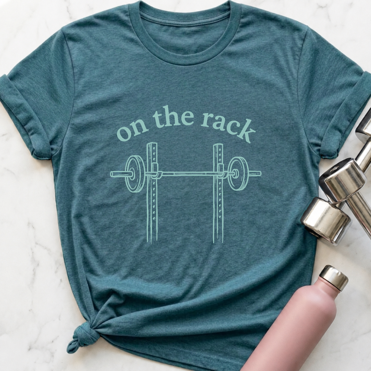 On The Rack T-Shirt — Heather Deep Teal
