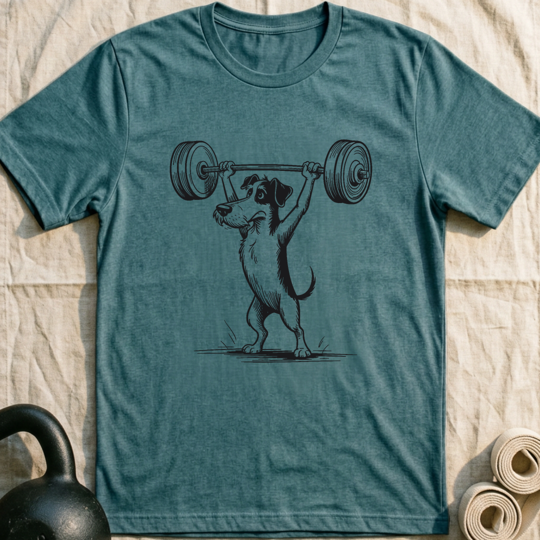 Overhead Press Dog T-Shirt — Heather Deep Teal