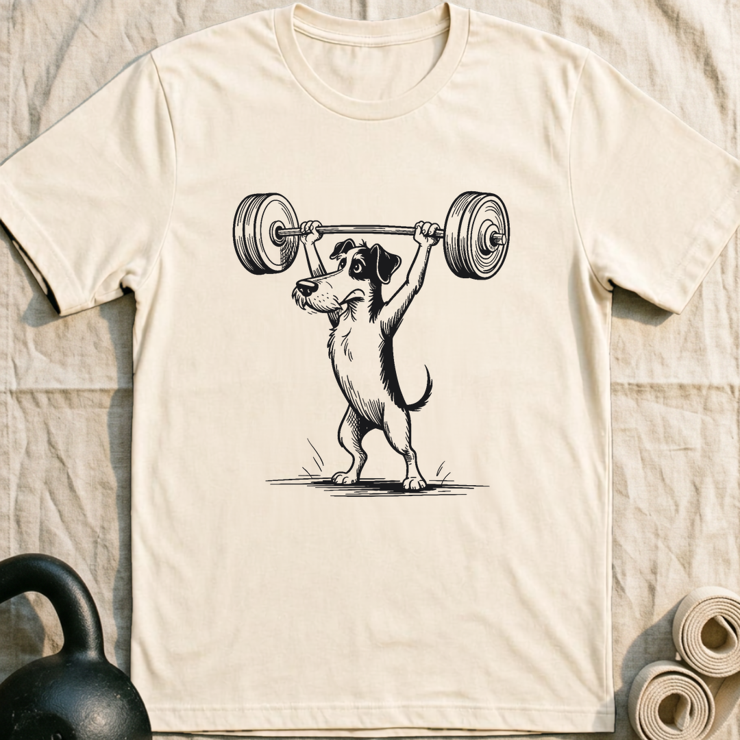 Overhead Press Dog T-Shirt — Natural