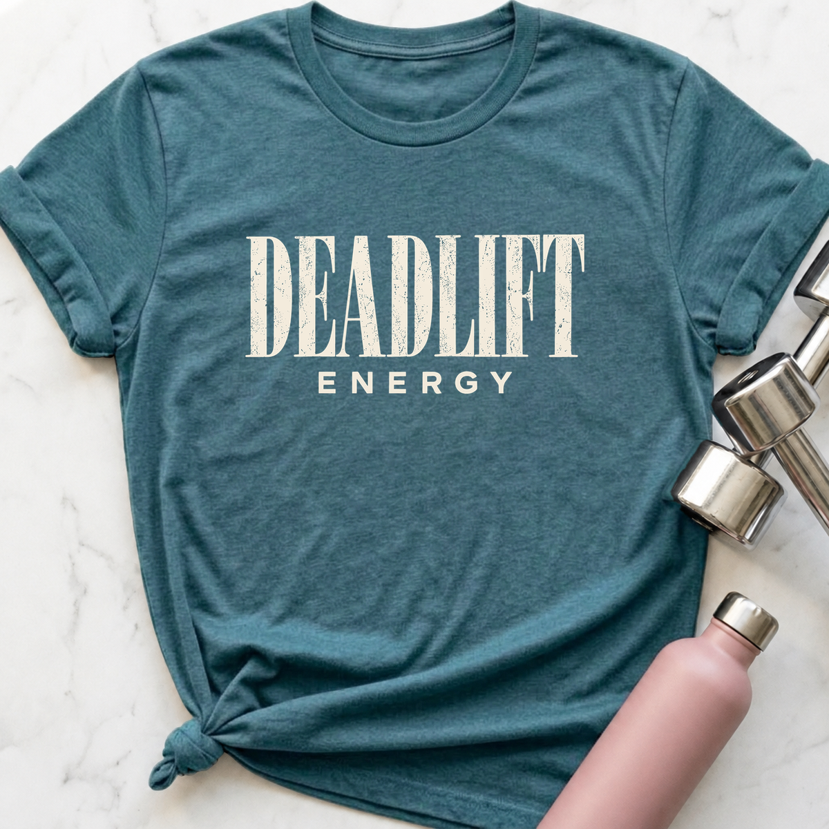 Deadlift Energy T-Shirt — Heather Deep Teal
