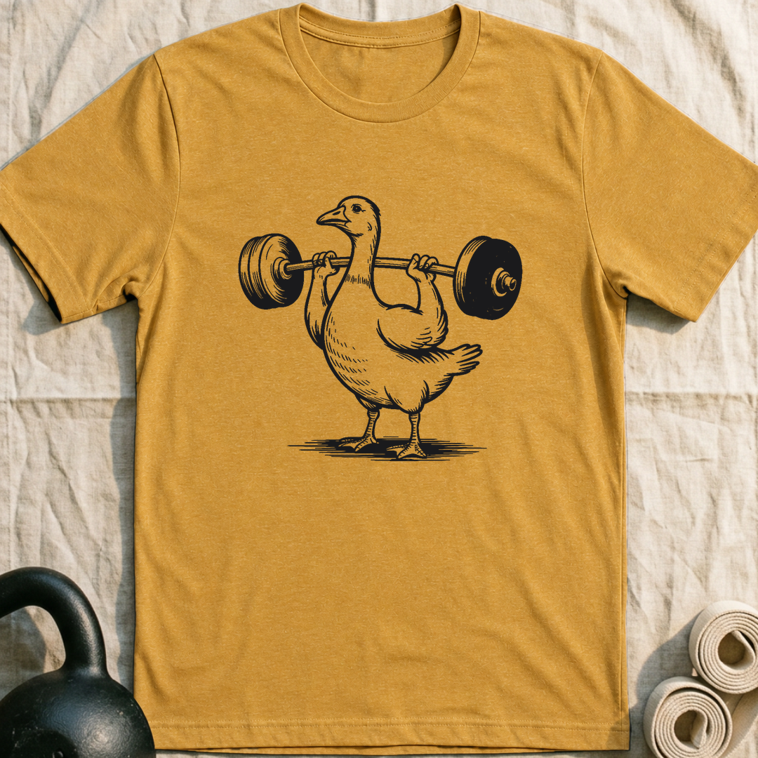 Barbell Goose T-Shirt — Heather Mustard