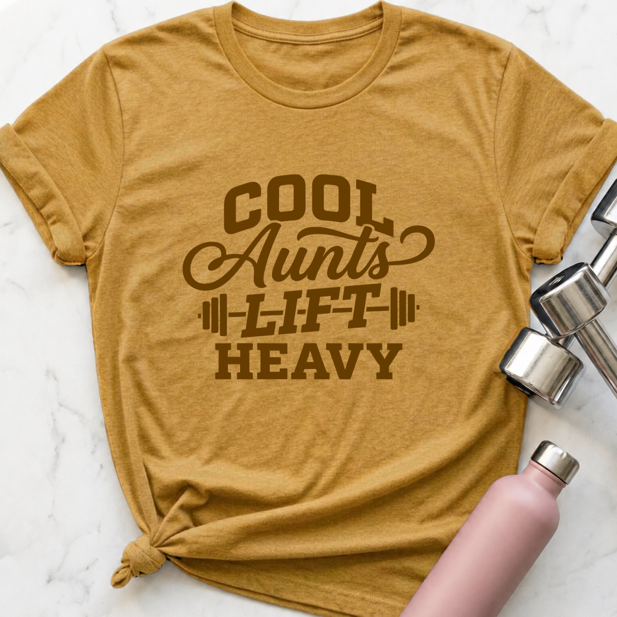 Cool Aunts Lift Heavy T-Shirt — Heather Mustard