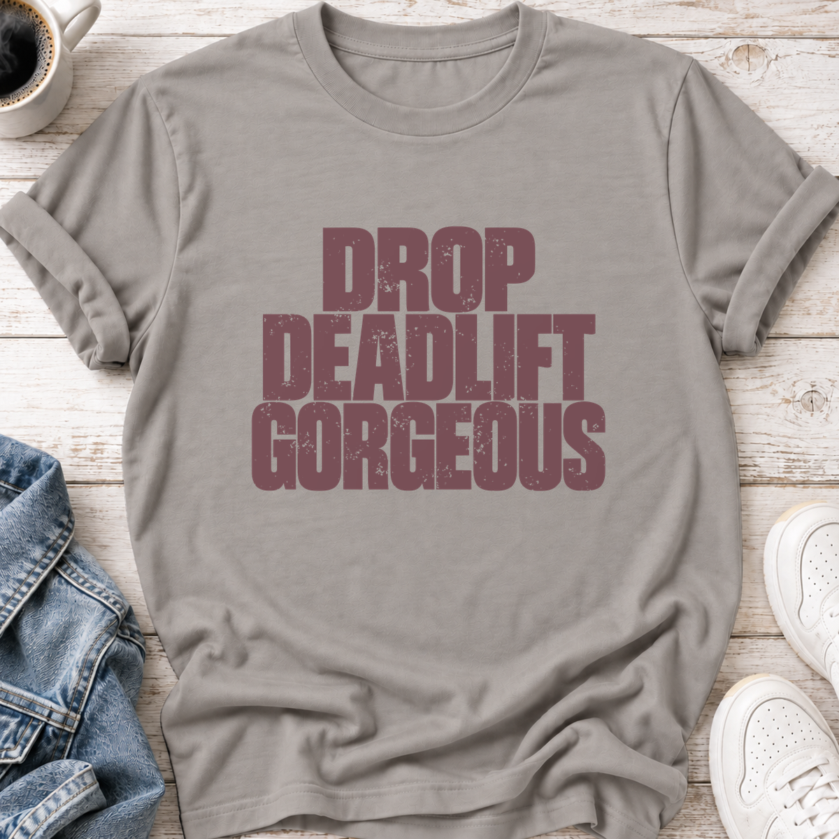 Drop Deadlift Gorgeous T-Shirt — Athletic Heather