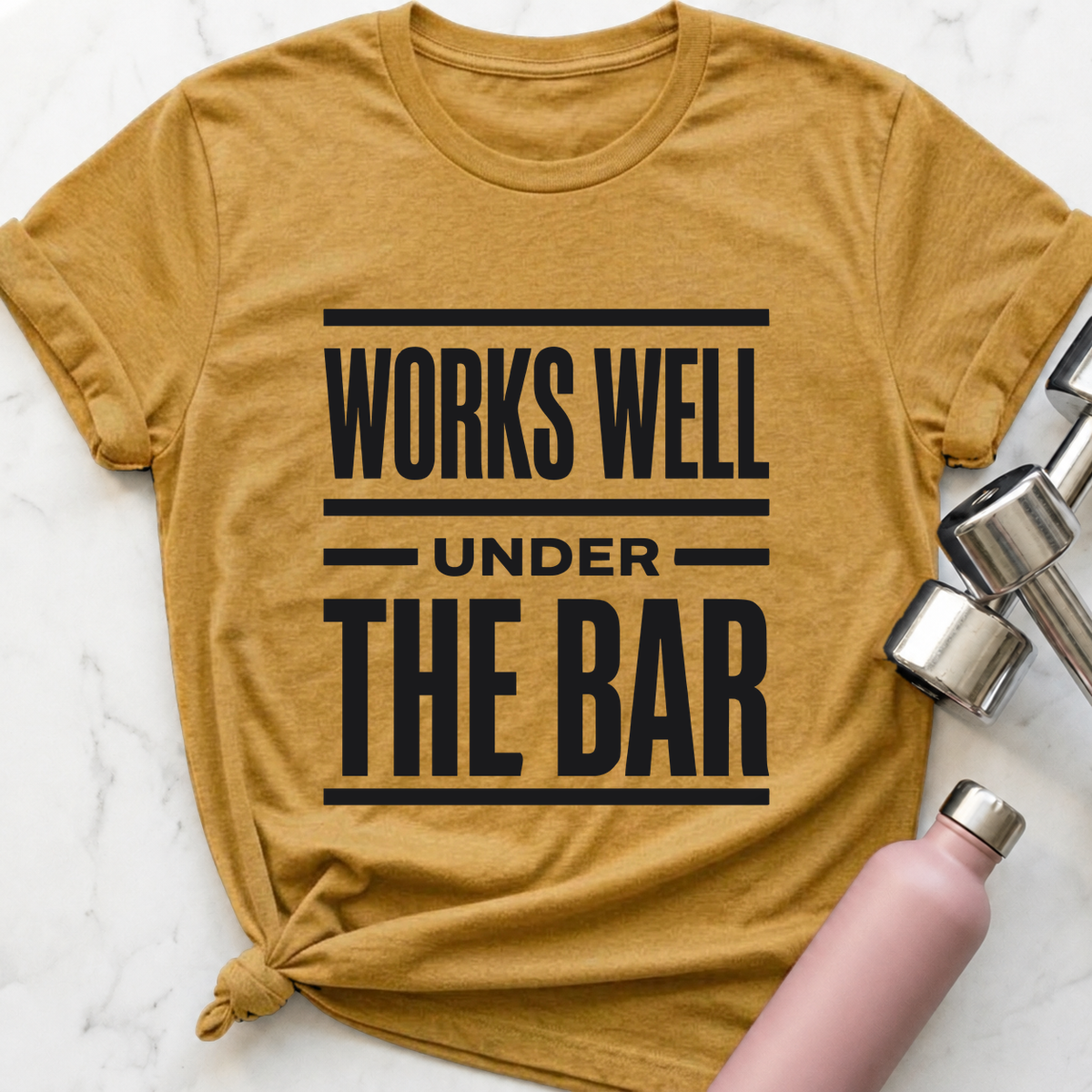 Works Well Under The Bar T-Shirt — Heather Mustard