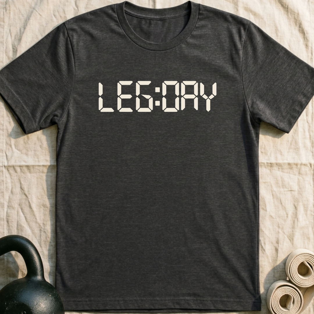Leg Day Clock T-Shirt — Dark Grey Heather
