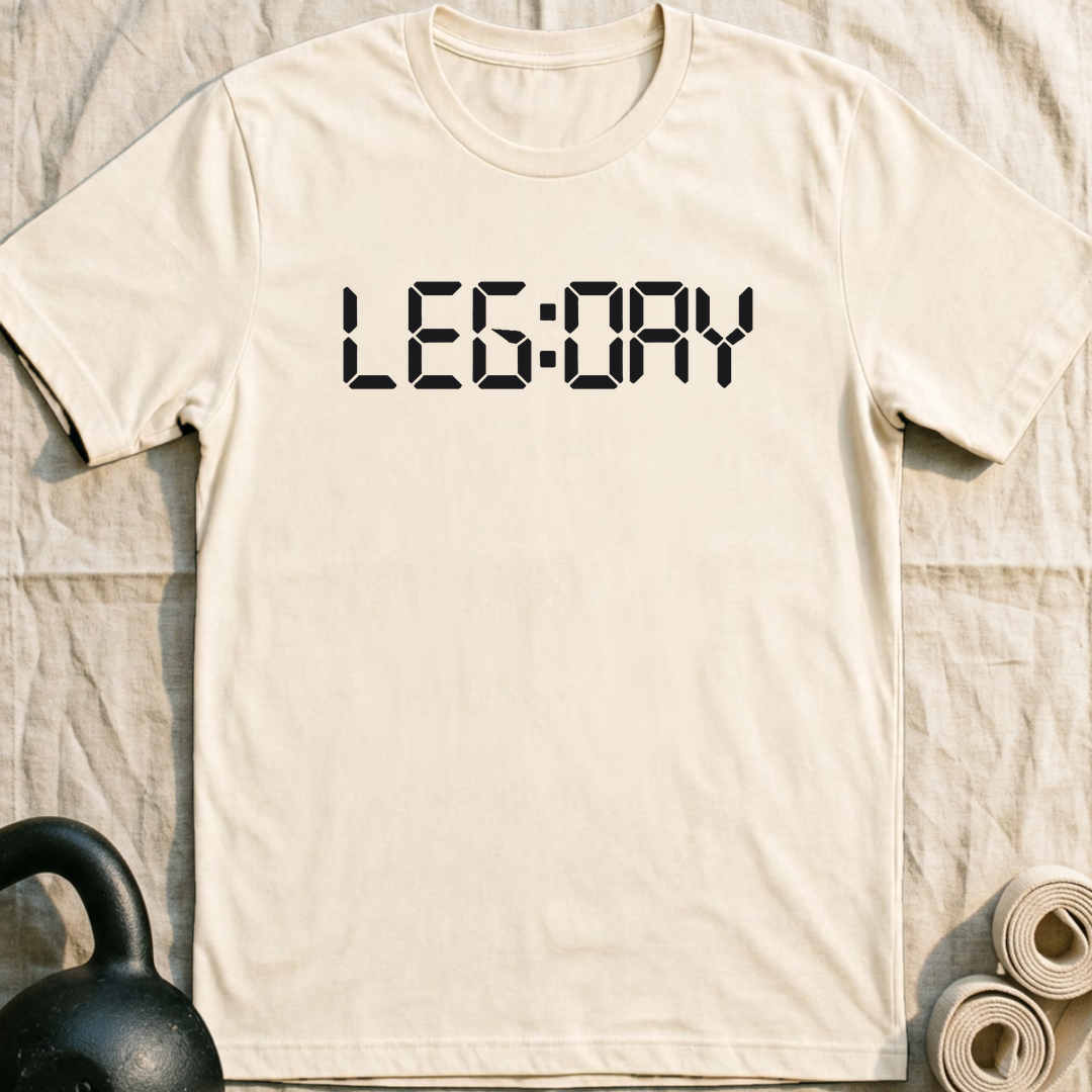 Leg Day Clock T-Shirt — Natural