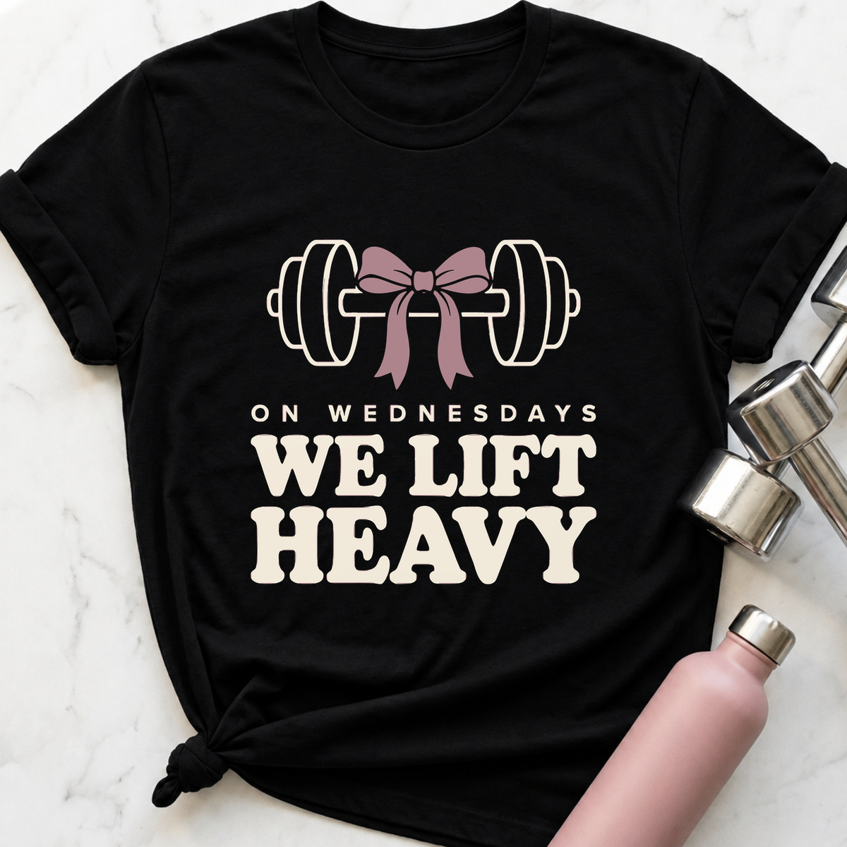 On Wednesdays We Lift Heavy T-Shirt — Black