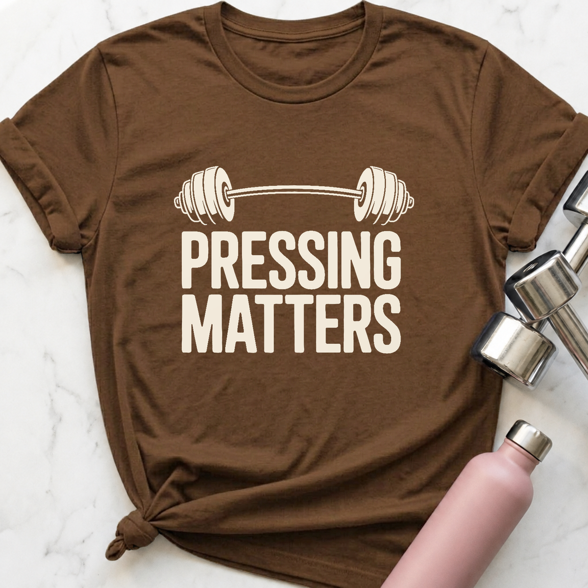 Pressing Matters T-Shirt — Heather Brown