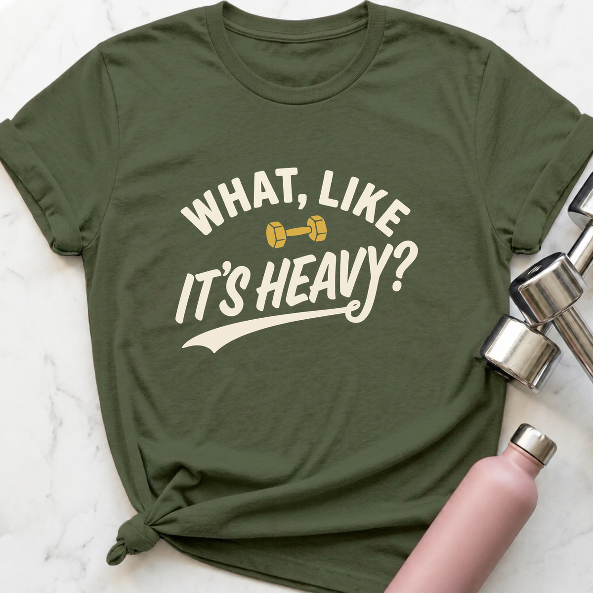 What Like It's Heavy Varsity T-Shirt — Military Green
