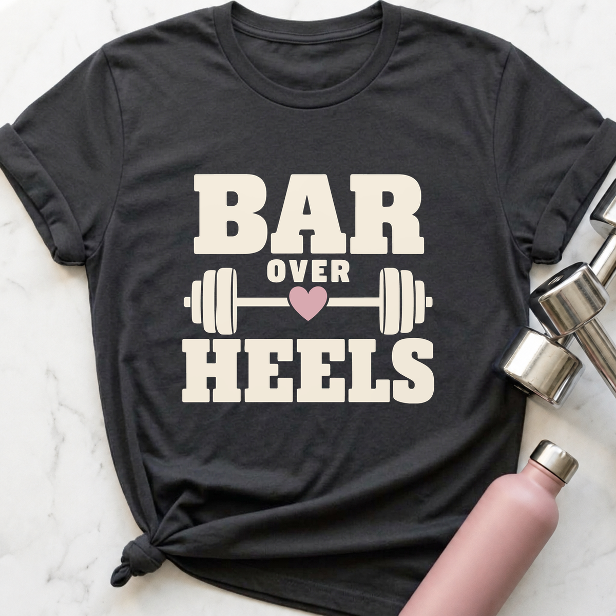 Bar Over Heels T-Shirt — Dark Grey Heather