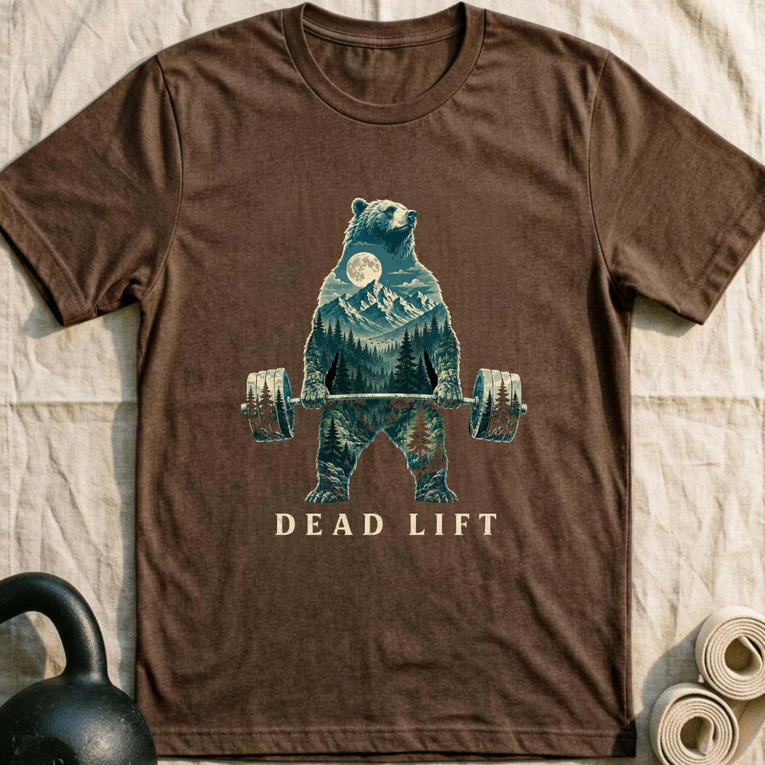 Dead Lift Bear T-Shirt — Heather Brown