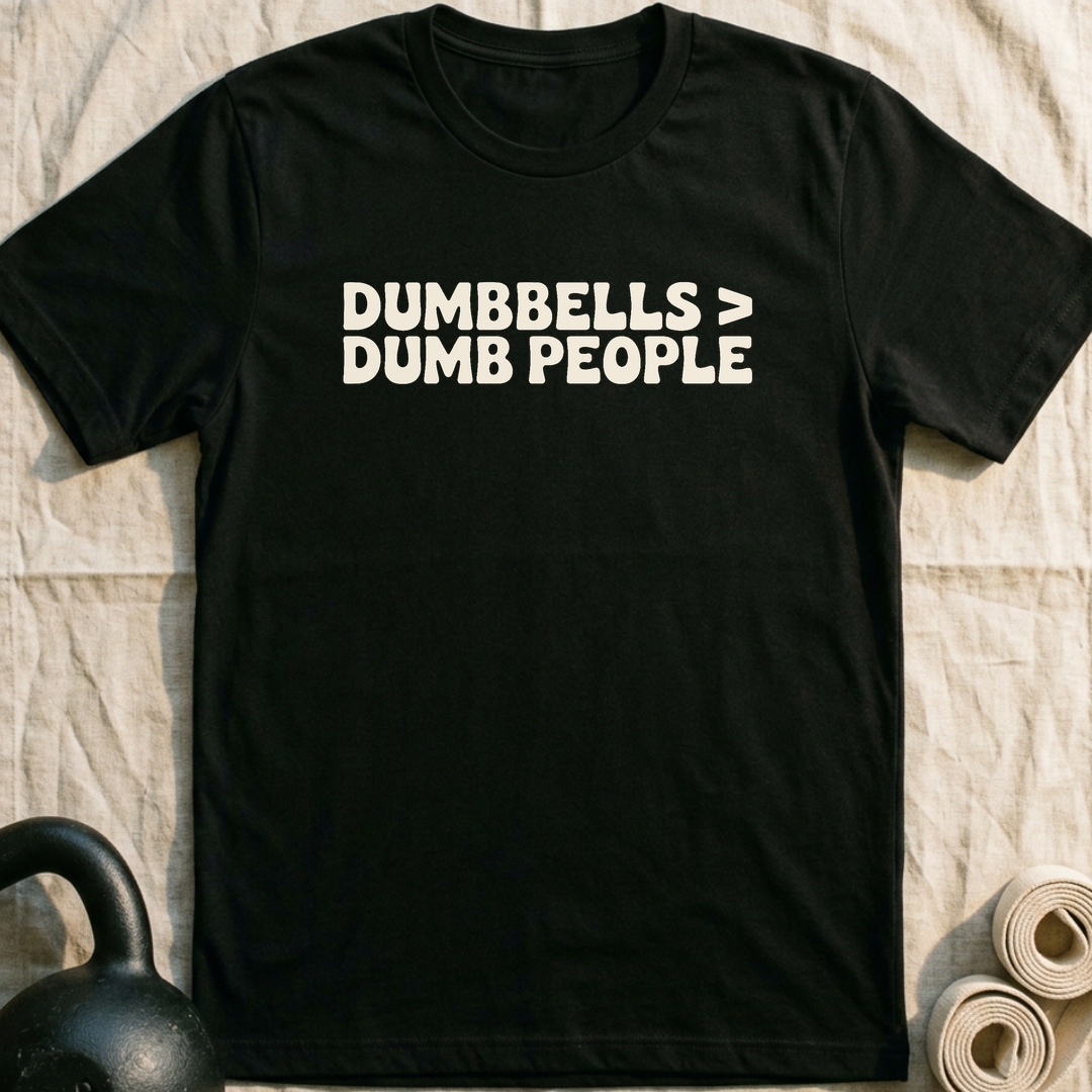 Dumbbells > Dumb People Bold T-Shirt — Black