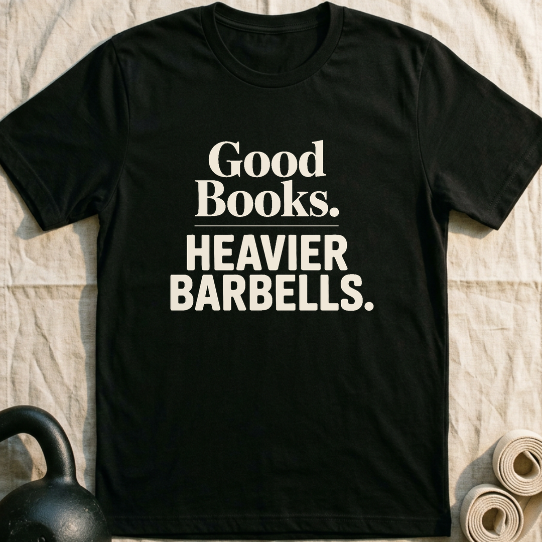 Good Books Heavier Barbells T-Shirt — Black