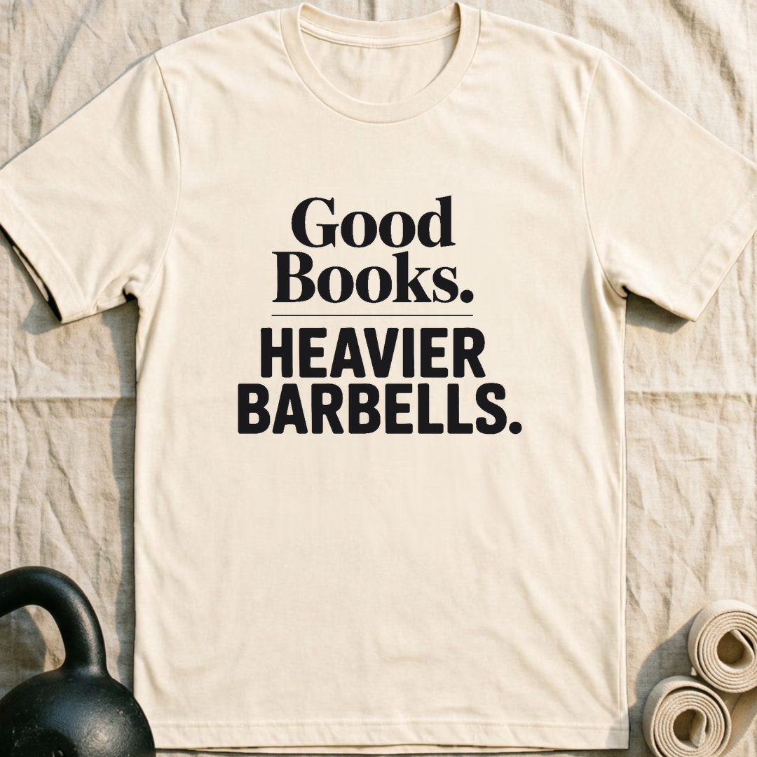 Good Books Heavier Barbells T-Shirt — Natural