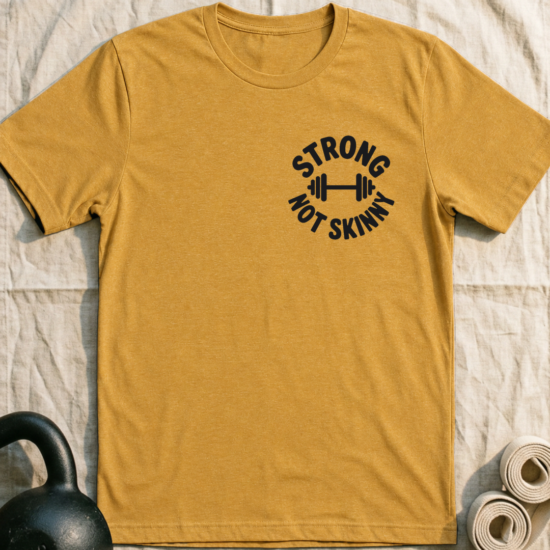 Strong Not Skinny Pocket T-Shirt — Heather Mustard