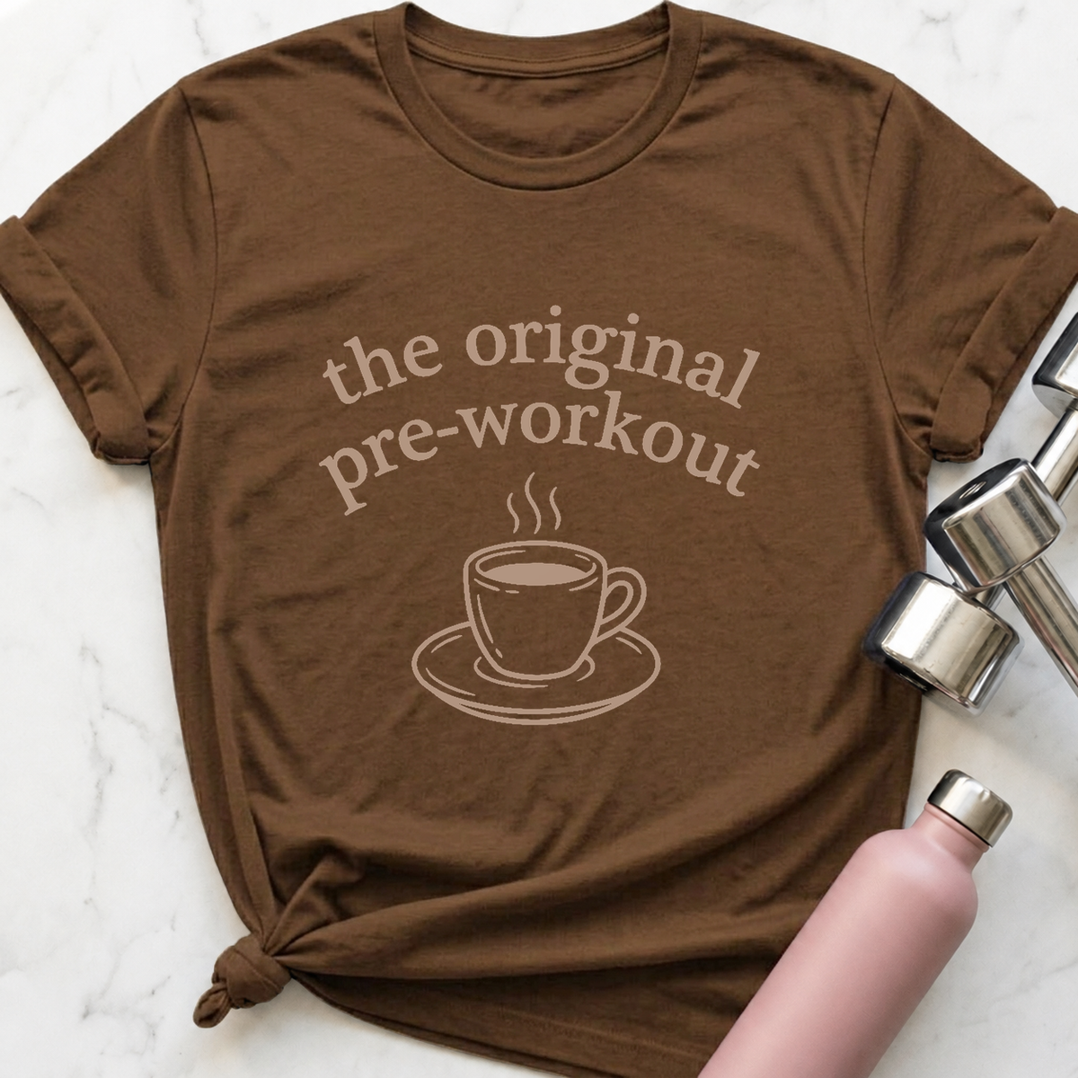 The Original Pre-Workout T-Shirt — Heather Brown