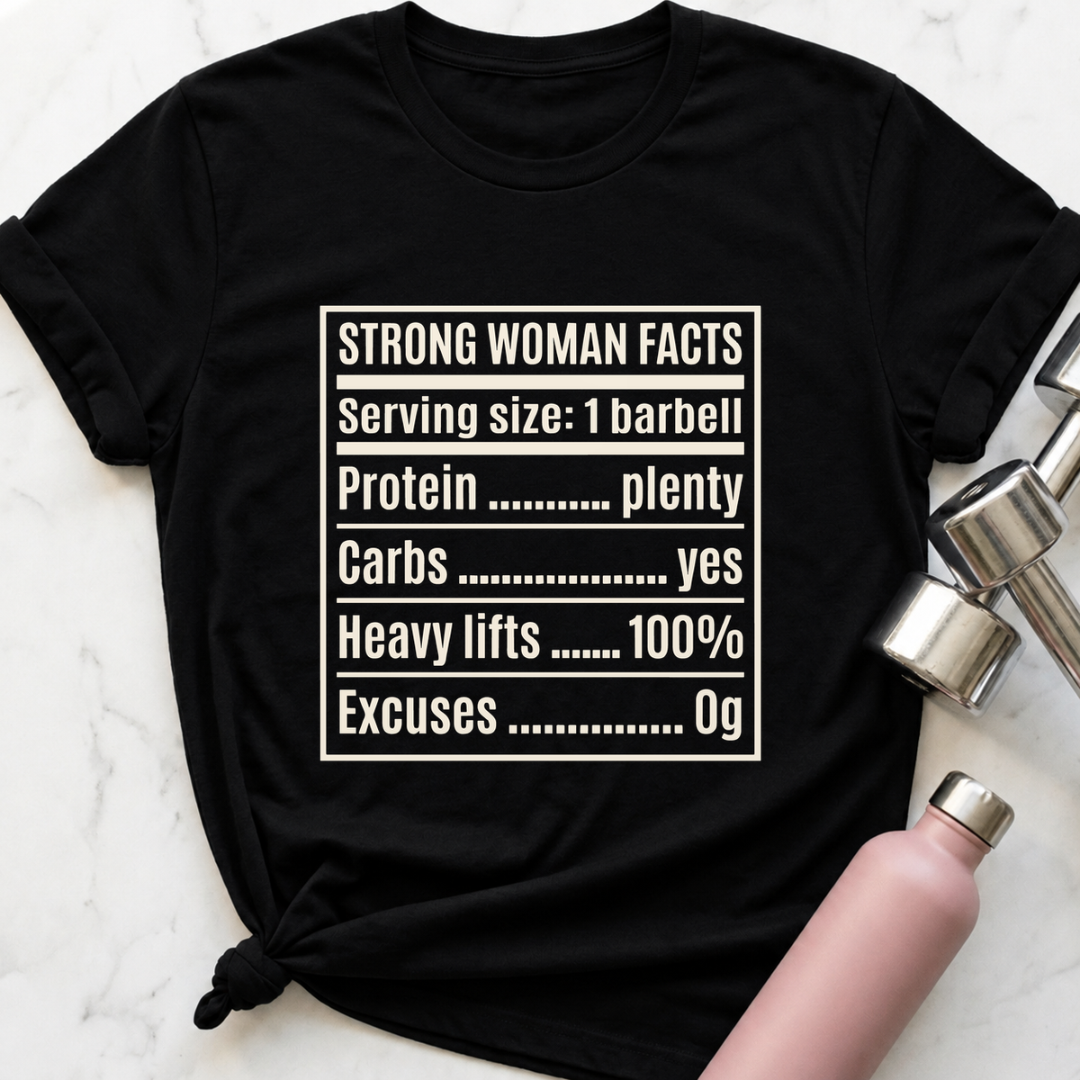 Strong Woman Facts T-Shirt — Black