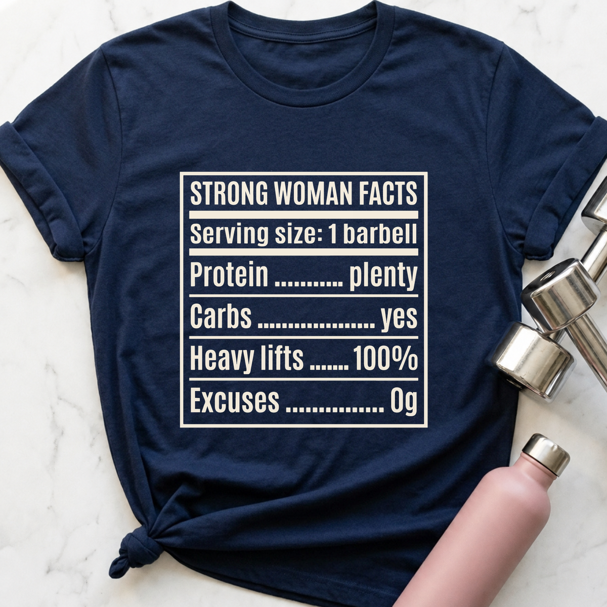 Strong Woman Facts T-Shirt — Navy