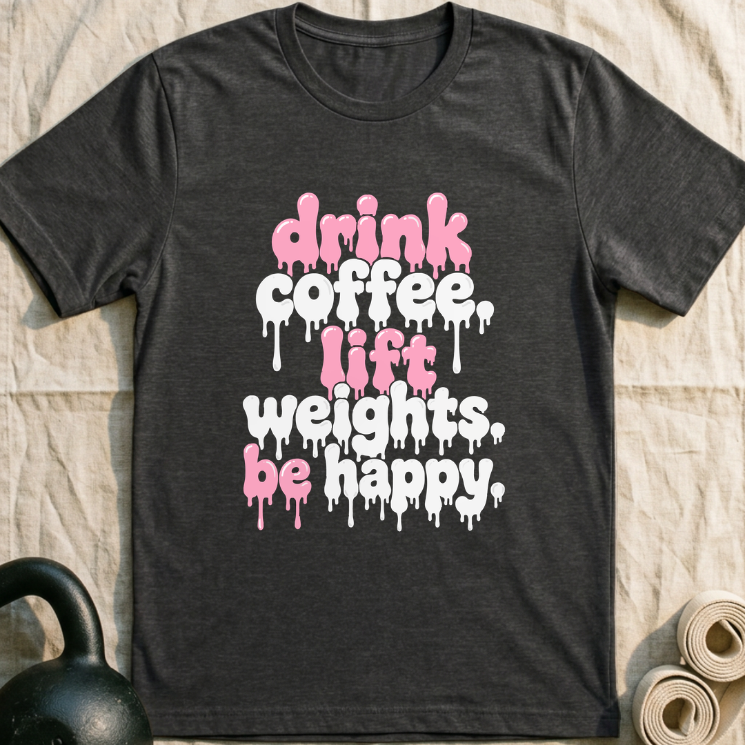 Drink Coffee Drip T-Shirt — Dark Grey Heather