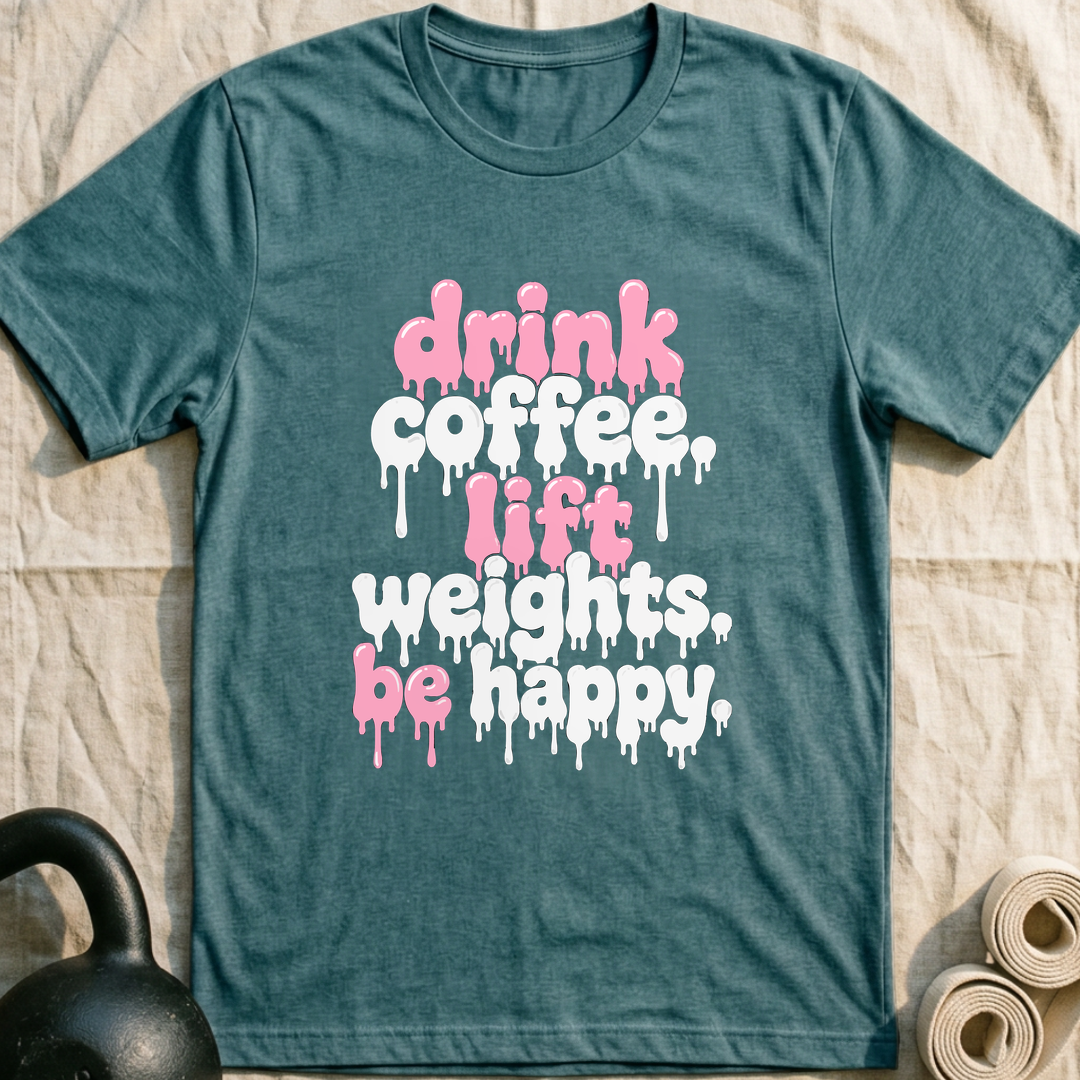 Drink Coffee Drip T-Shirt — Heather Deep Teal