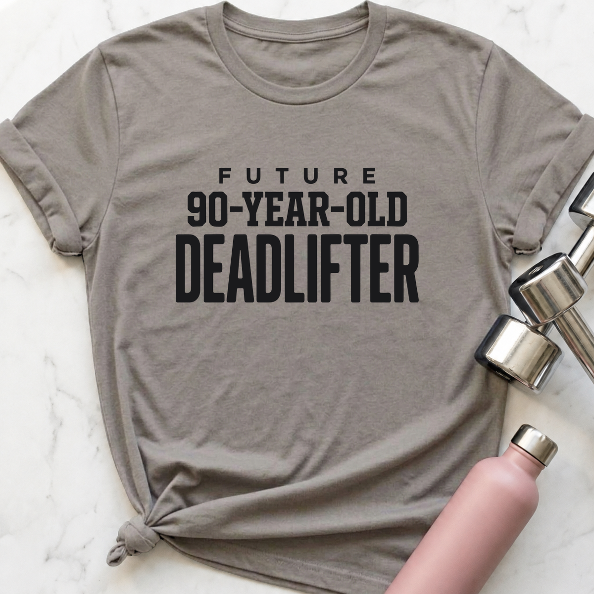 Future 90-Year-Old Deadlifter T-Shirt — Athletic Heather