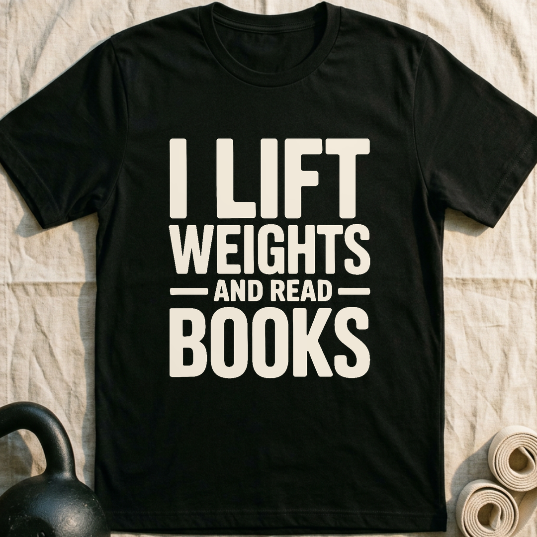 Lift Weights Read Books T-Shirt — Black