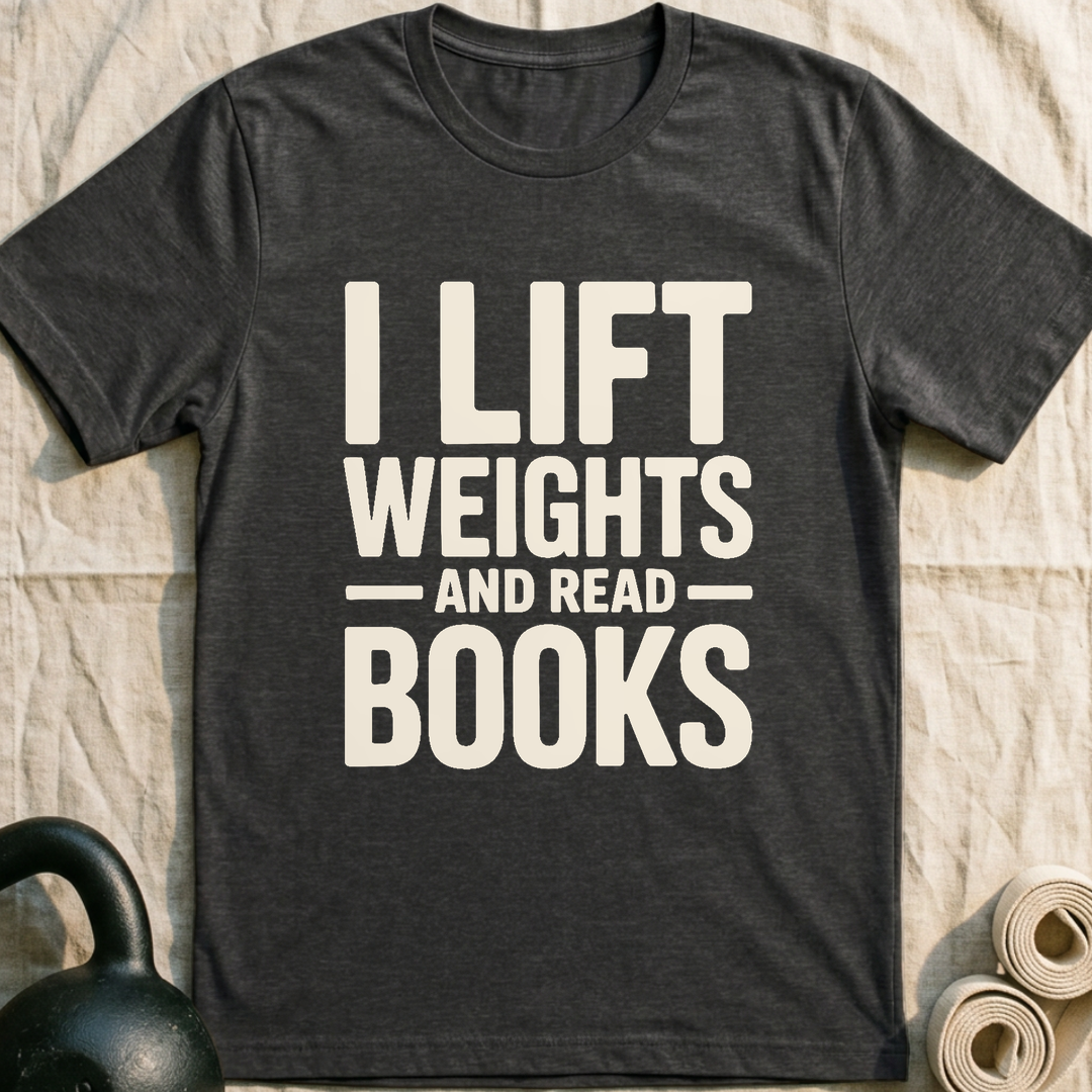 Lift Weights Read Books T-Shirt — Dark Grey Heather