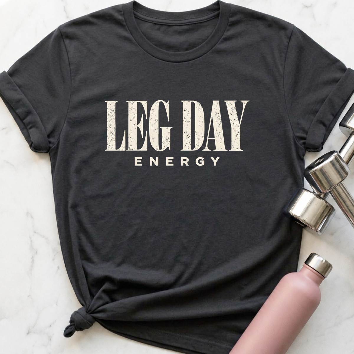 Leg Day Energy T-Shirt — Dark Grey Heather