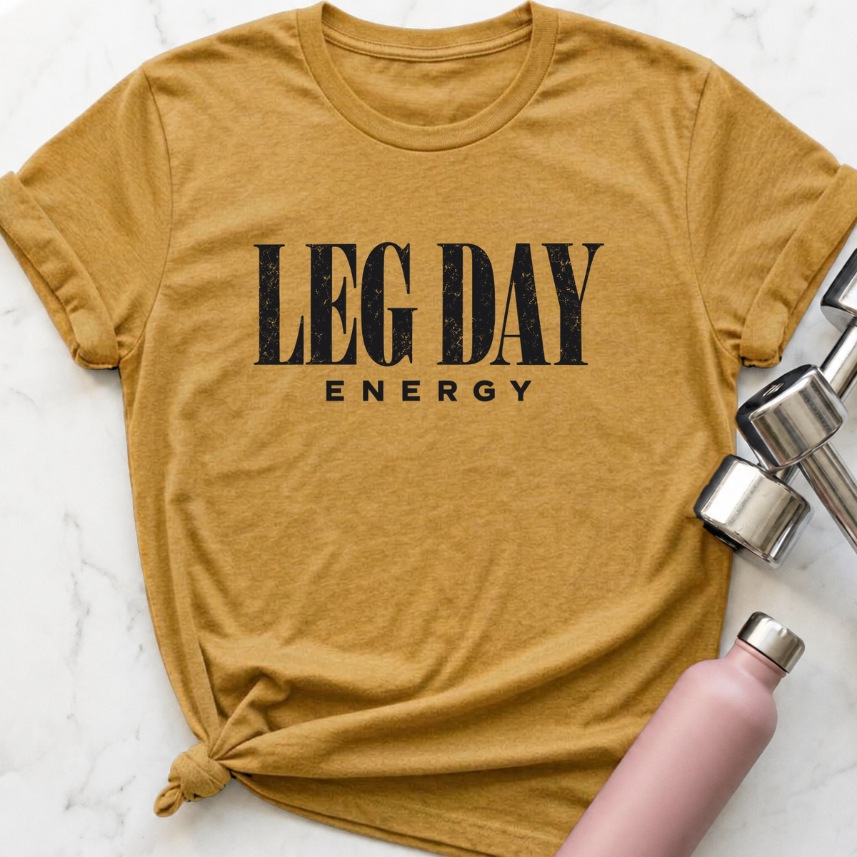 Leg Day Energy T-Shirt — Heather Mustard