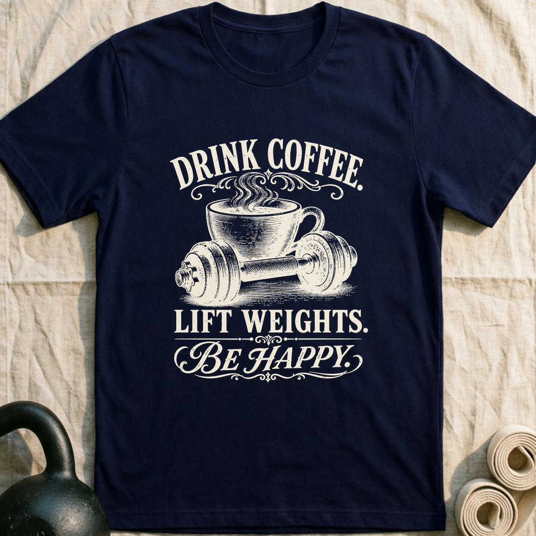 Drink Coffee Be Happy T-Shirt — Navy