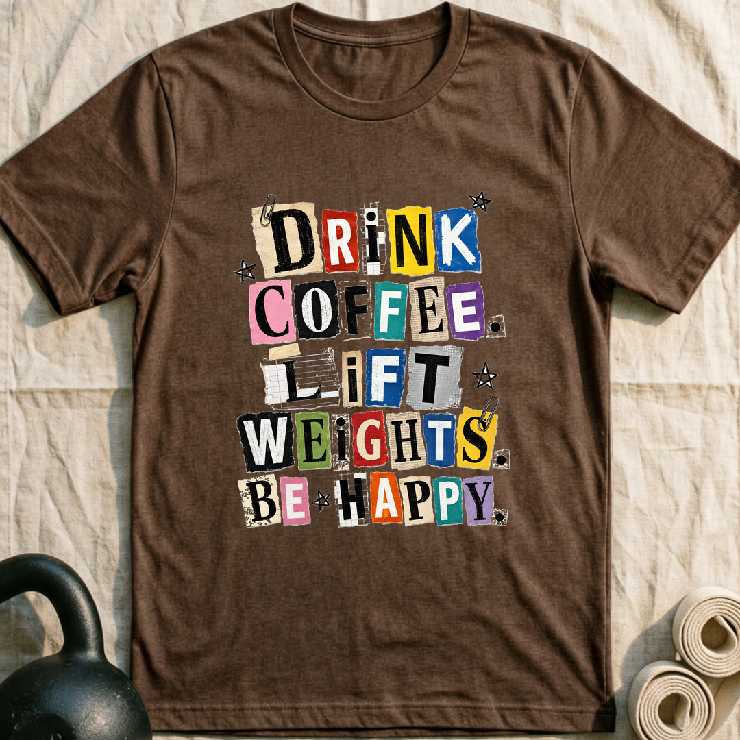 Drink Coffee Cutout T-Shirt — Heather Brown
