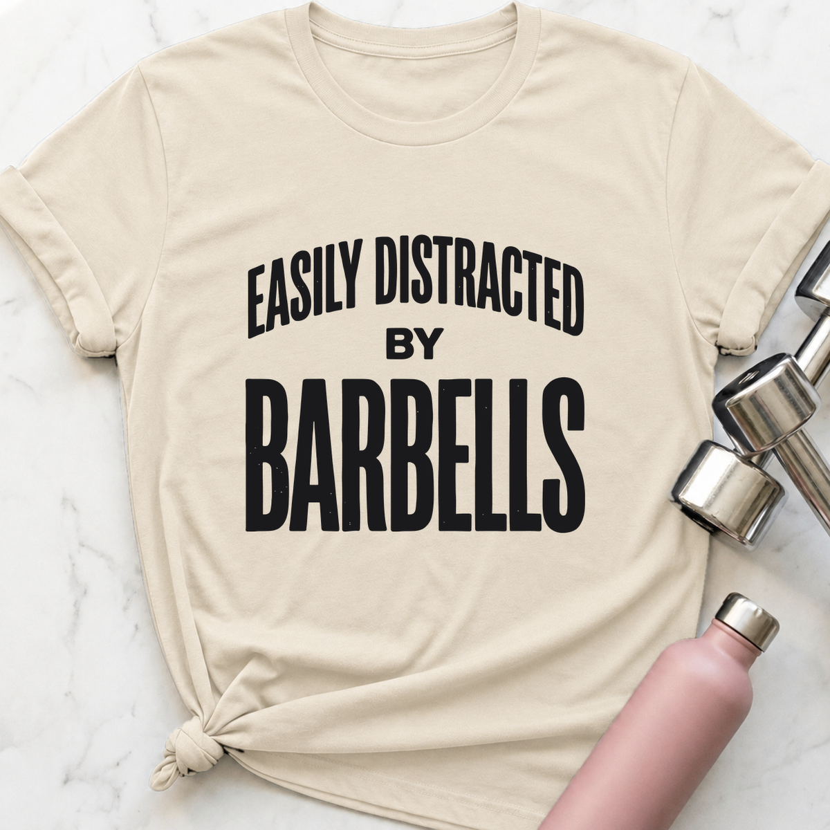 Easily Distracted By Barbells Vintage T-Shirt — Natural