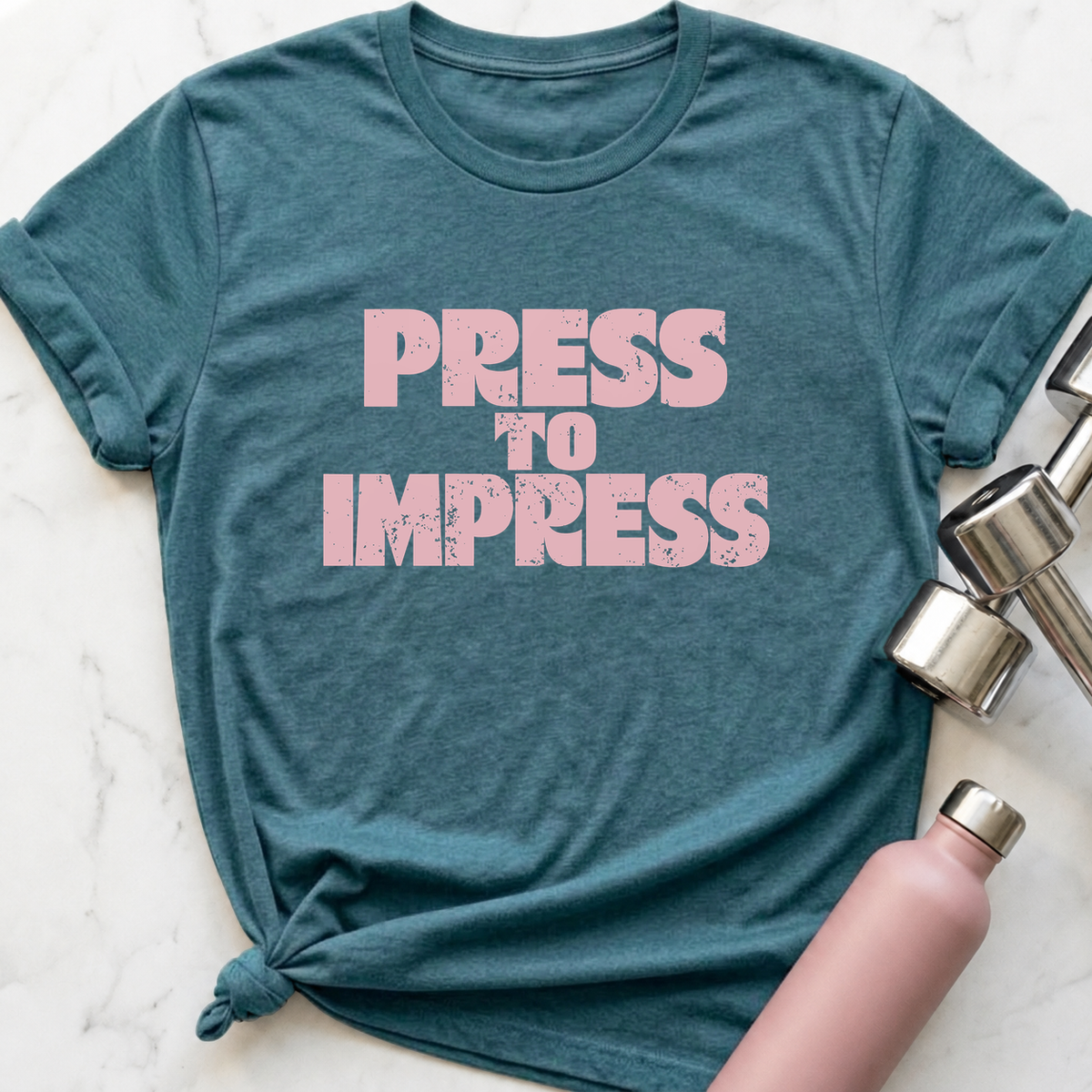 Press To Impress T-Shirt — Heather Deep Teal