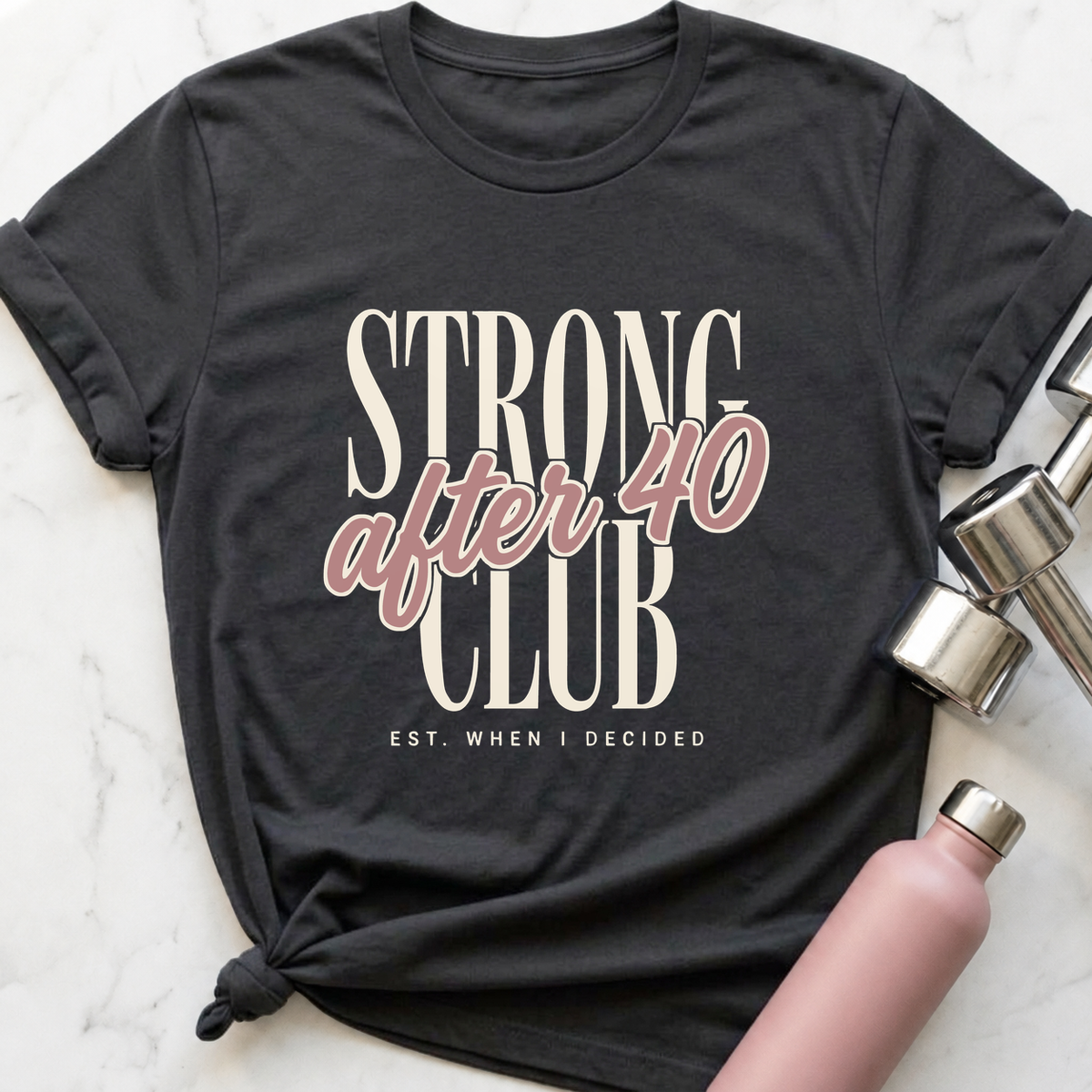 Strong After 40 Club T-Shirt — Dark Grey Heather