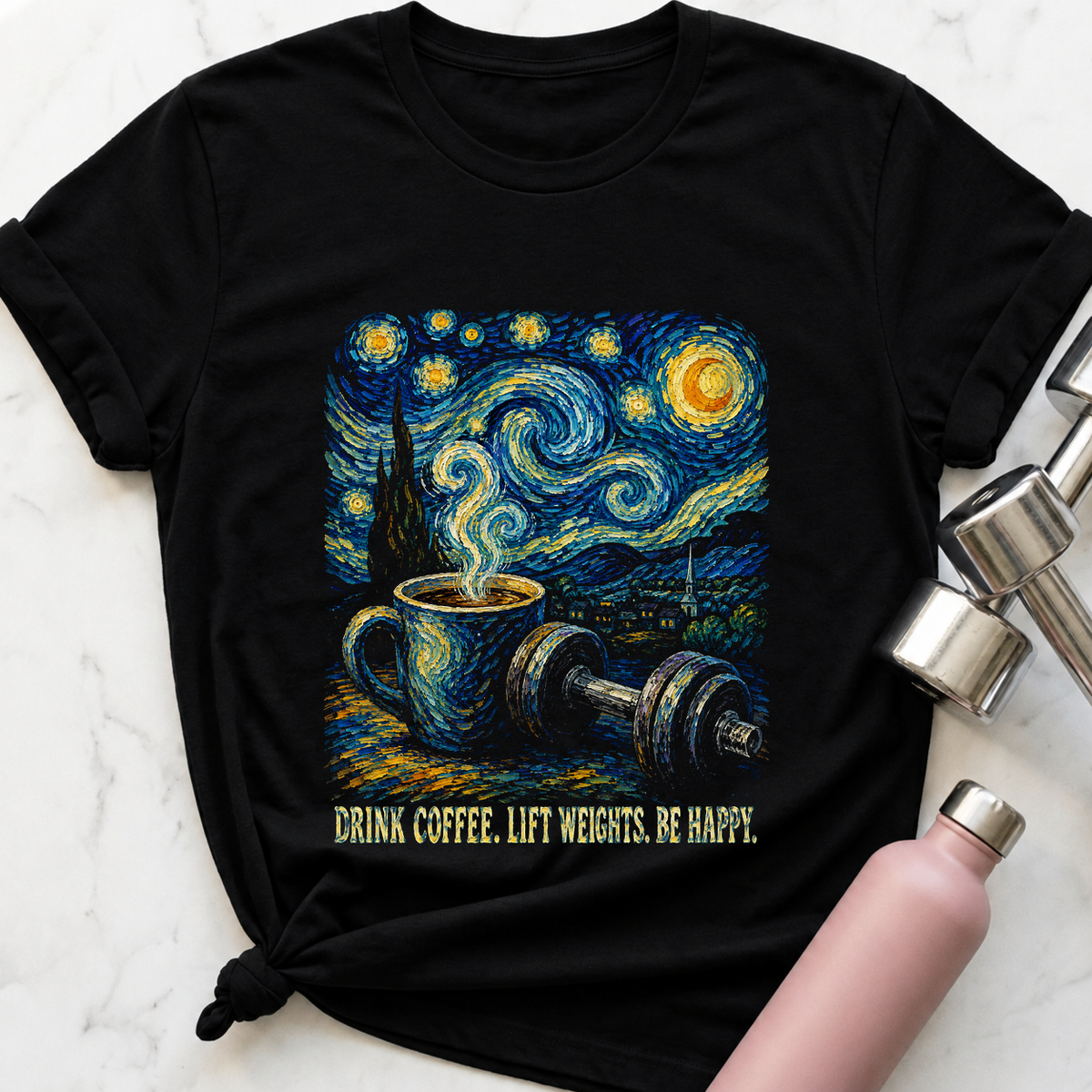 Drink Coffee Swirl T-Shirt — Black