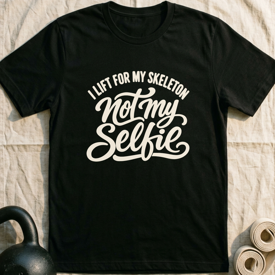 Skeleton Not Selfie T-Shirt — Black