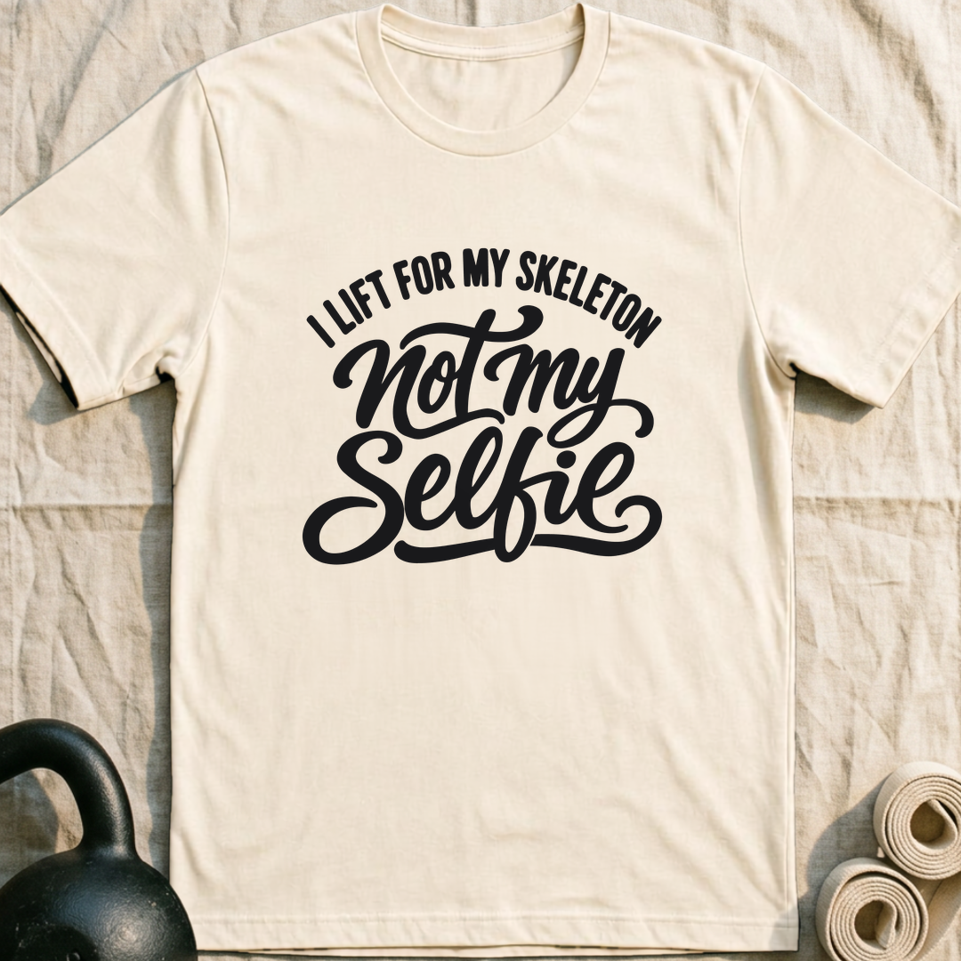 Skeleton Not Selfie T-Shirt — Natural