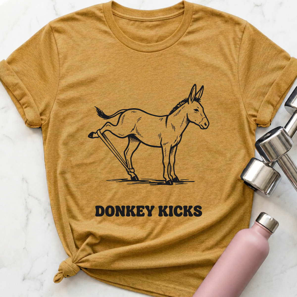 Donkey Kicks T-Shirt — Heather Mustard