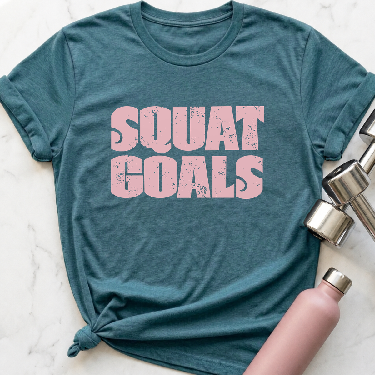 Squat Goals T-Shirt — Heather Deep Teal